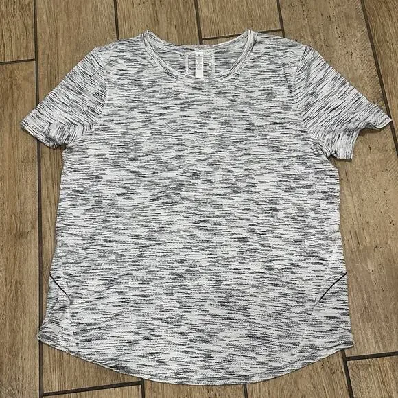 Lululemon Top Womens 8 Heather Gray Round Neck Stretch Active Gym Short Sleeve - Picture 1 of 6